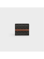 CELINE Triomphe Canvas Strap Business Card Half Wallet Tan