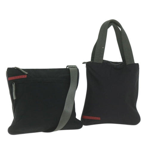 PRADA Sports Shoulder Bag Nylon 2Set Black  63892
