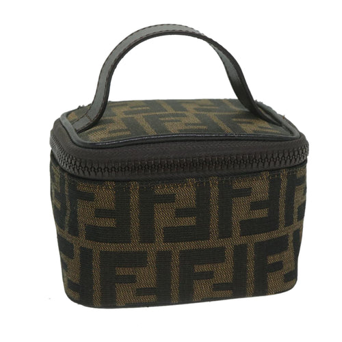 FENDI Zucca Canvas Vanity Pouch Brown Black63932
