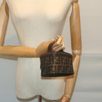 FENDI Zucca Canvas Vanity Pouch Brown Black63932