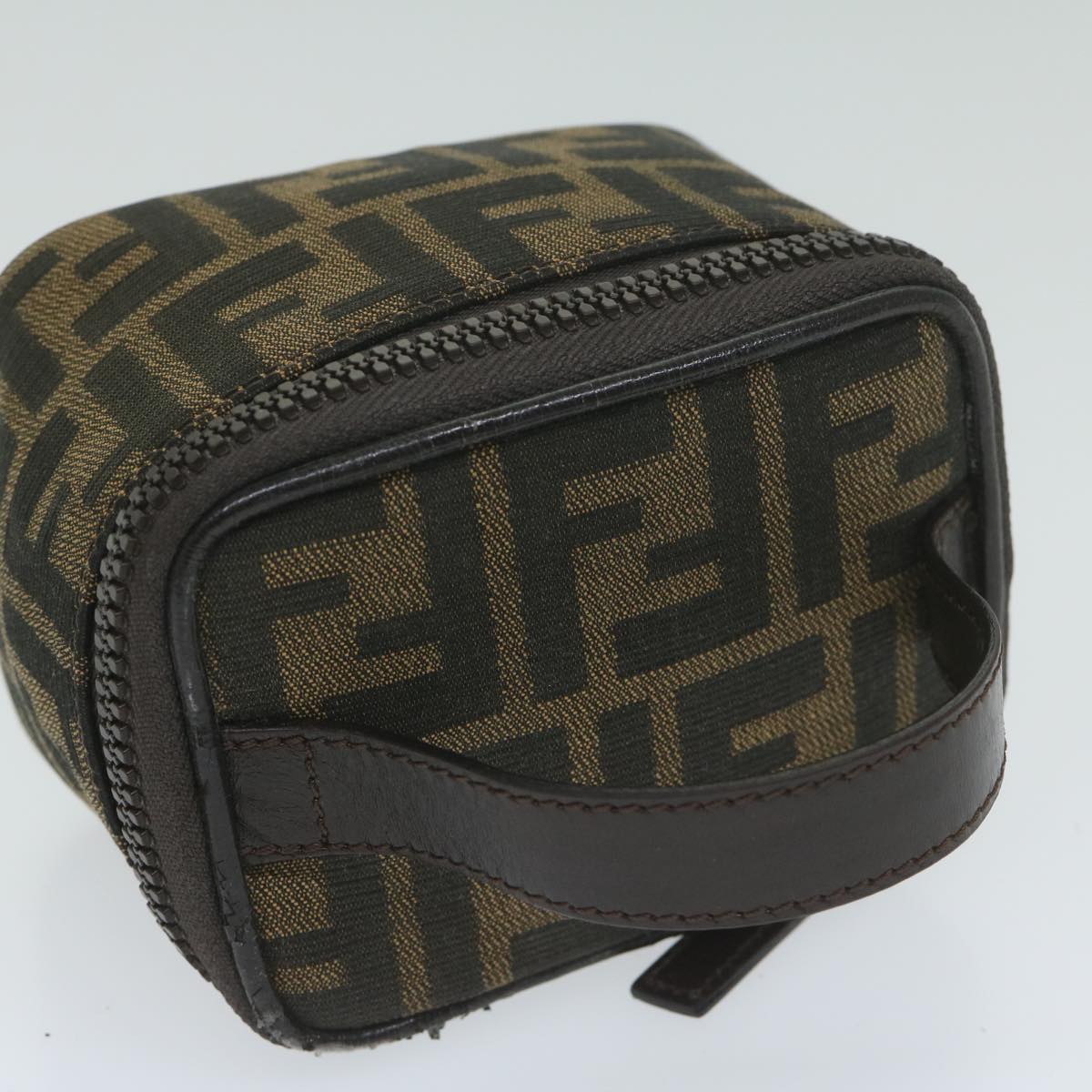 FENDI Zucca Canvas Vanity Pouch Brown Black63932