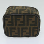 FENDI Zucca Canvas Vanity Pouch Brown Black63932