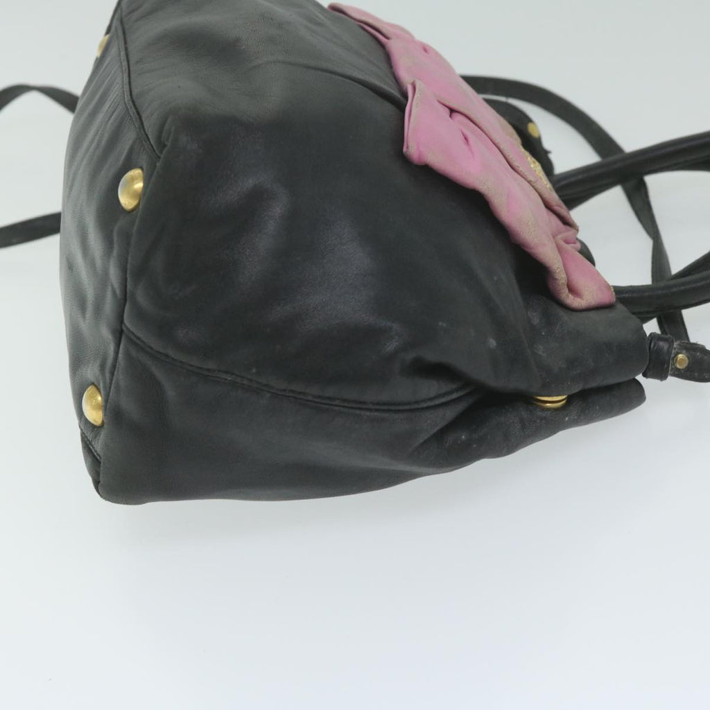 PRADA Hand Bag Leather 2way Black Pink  63943