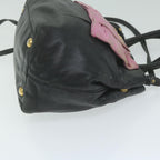 PRADA Hand Bag Leather 2way Black Pink  63943