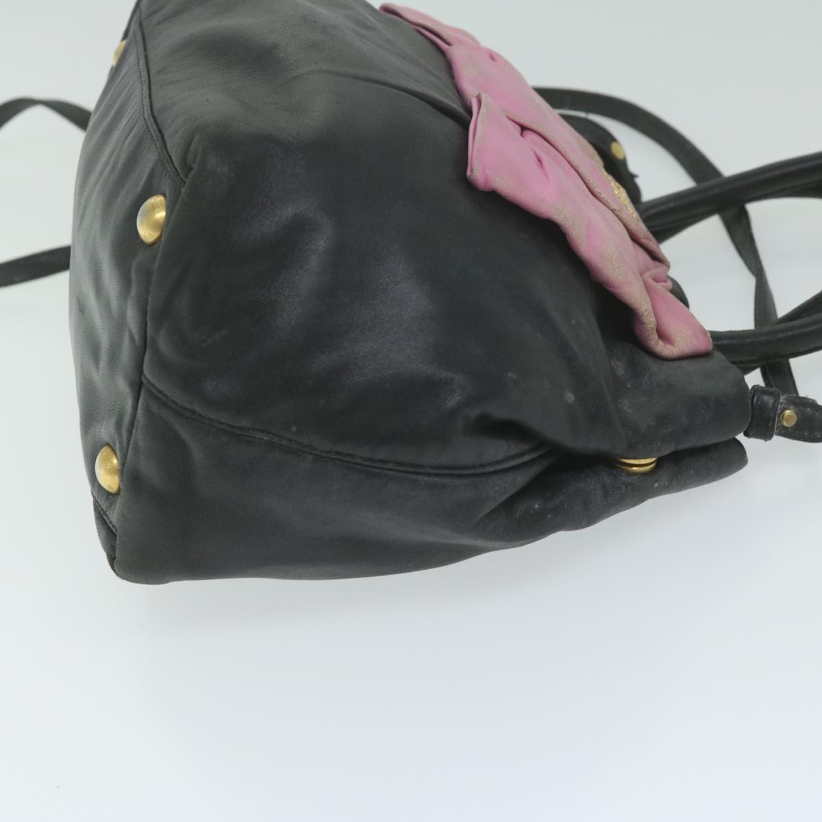 PRADA Hand Bag Leather 2way Black Pink  63943