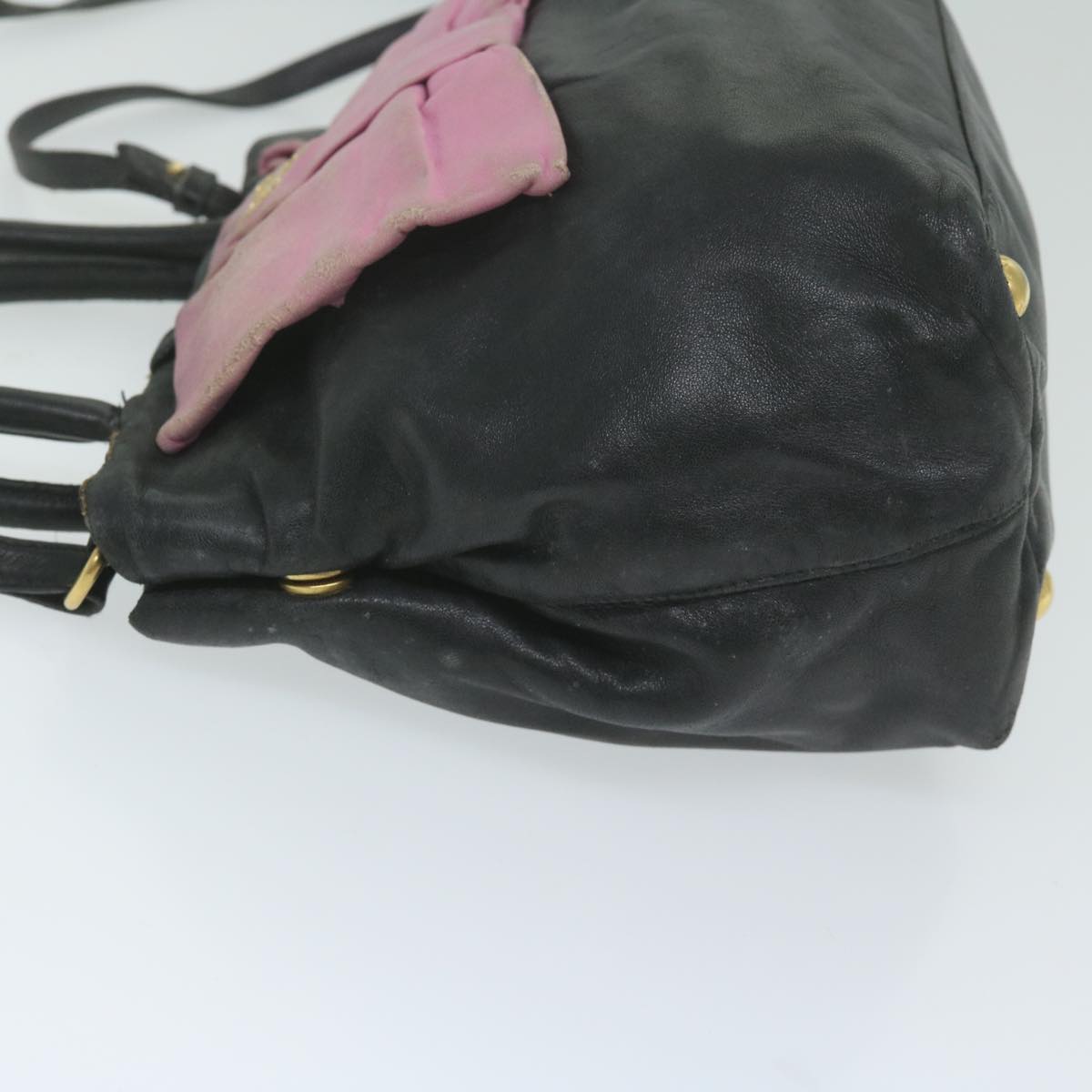 PRADA Hand Bag Leather 2way Black Pink  63943