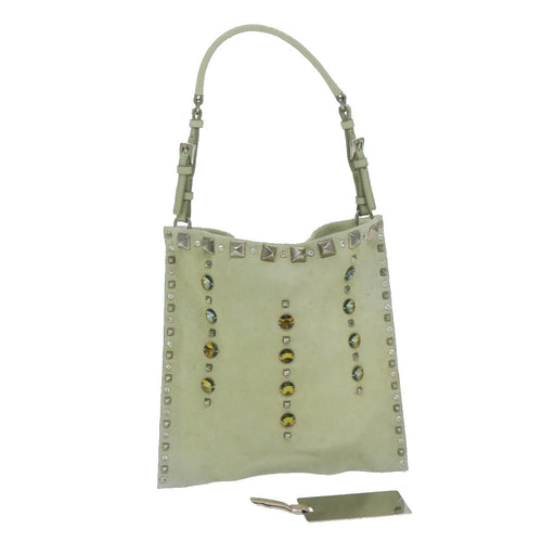 PRADA Hand Bag Suede Green  63978