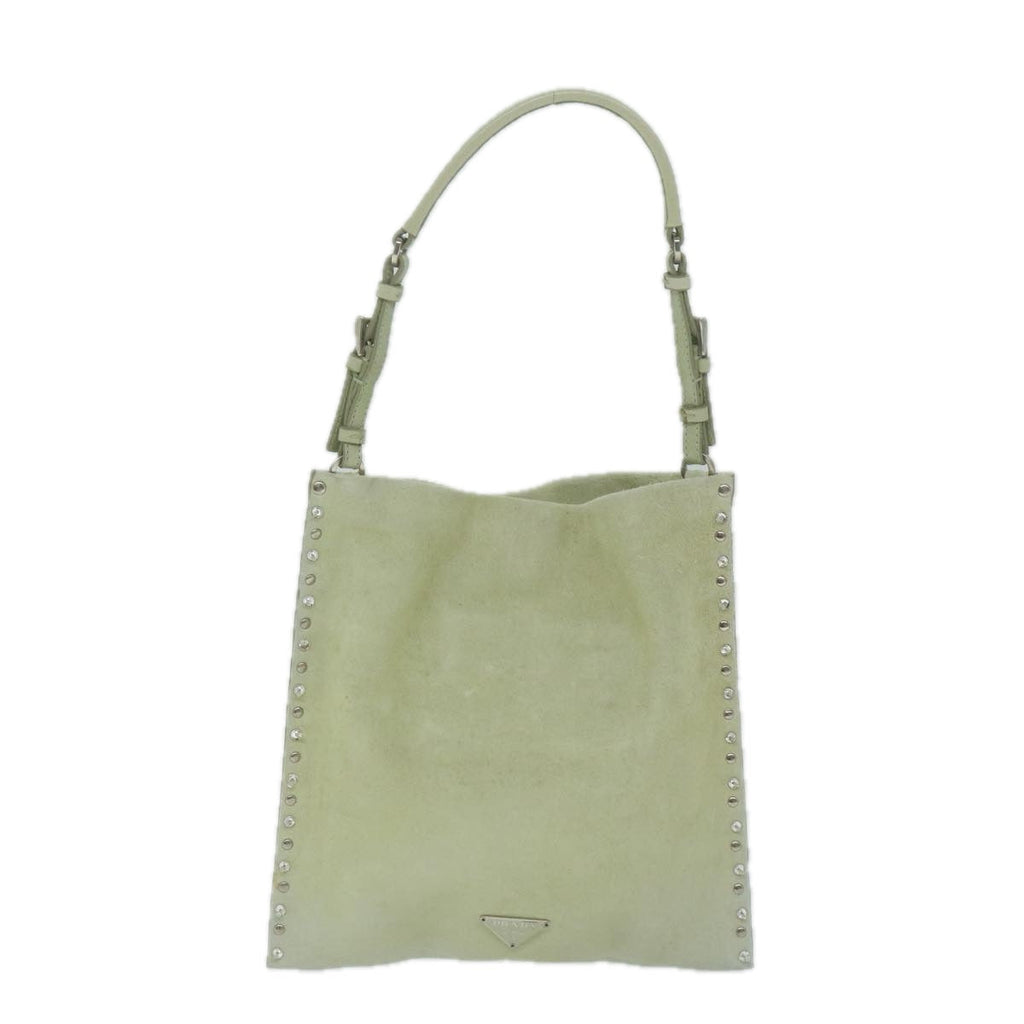 PRADA Hand Bag Suede Green  63978