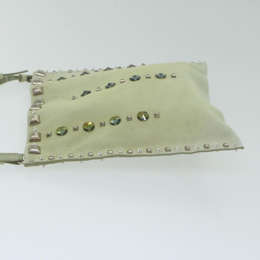 PRADA Hand Bag Suede Green  63978