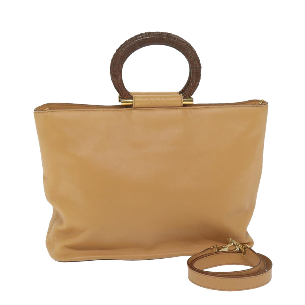 CELINE Hand Bag Leather 2way Beige Brown  63990