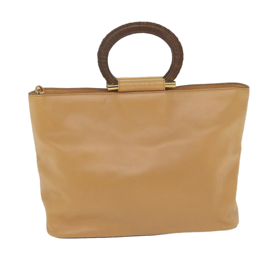 CELINE Hand Bag Leather 2way Beige Brown  63990