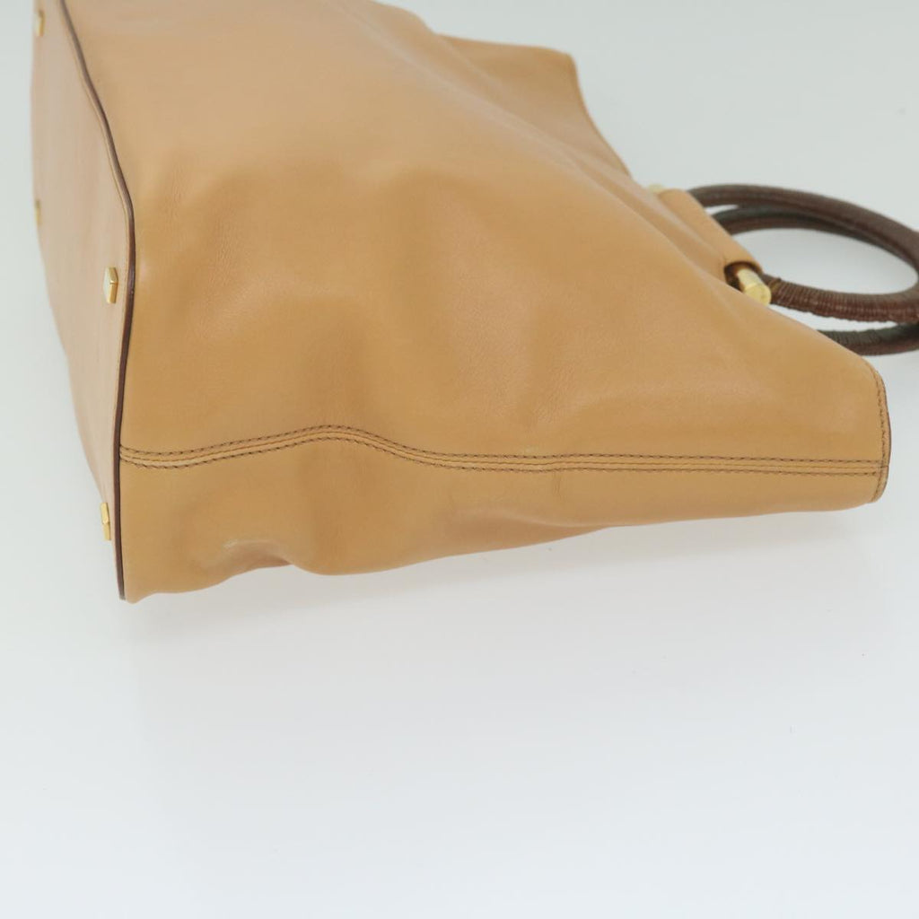 CELINE Hand Bag Leather 2way Beige Brown  63990