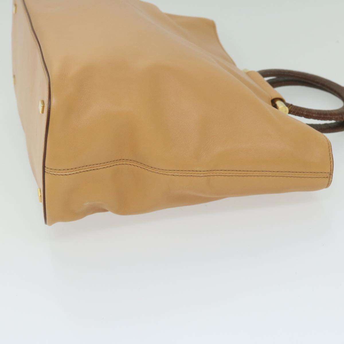 CELINE Hand Bag Leather 2way Beige Brown  63990