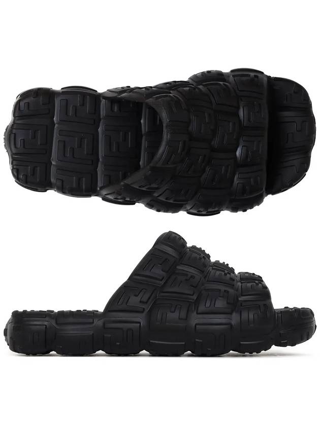 Fendi Logo Cloud Rubber Slippers Black