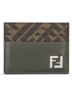 Fendi FF Square Leather Card Wallet Grey