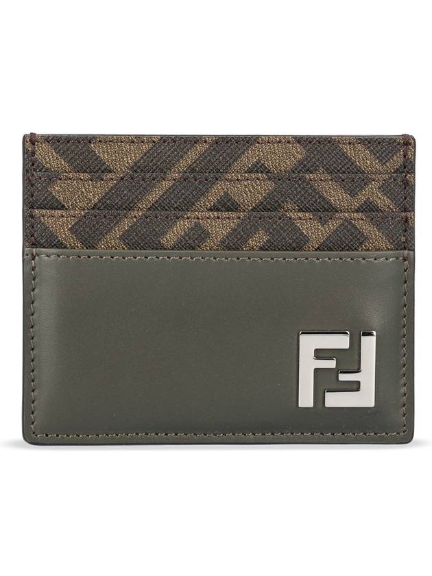 Fendi FF Square Leather Card Wallet Grey