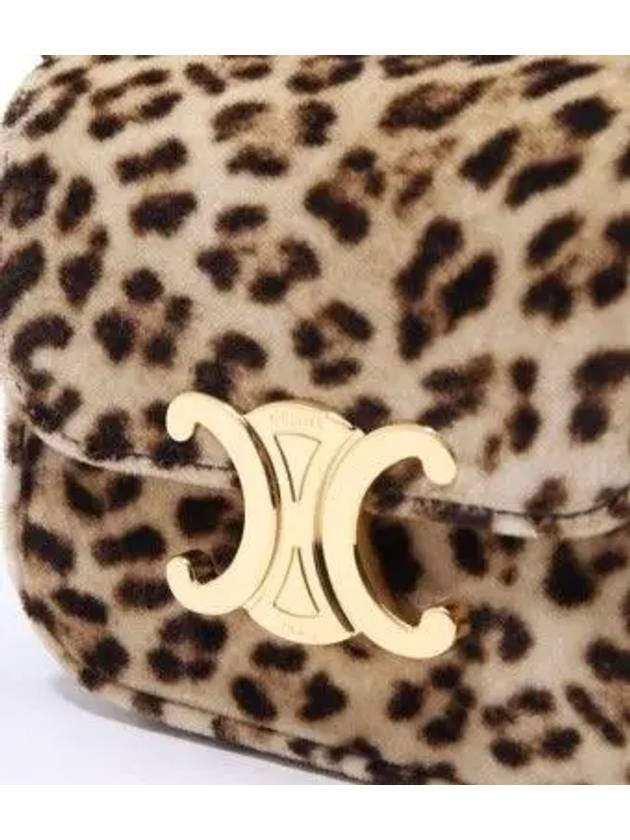 CELINE Mini Claude Leopard Print Velvet Cross Bag