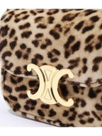 CELINE Mini Claude Leopard Print Velvet Cross Bag