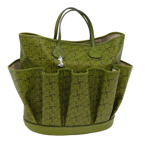 CELINE Horse Carriage Macadam Canvas Tote Bag Green  64256
