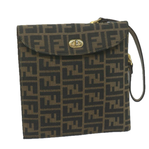 FENDI Zucca Canvas Hand Bag Black Brown64269