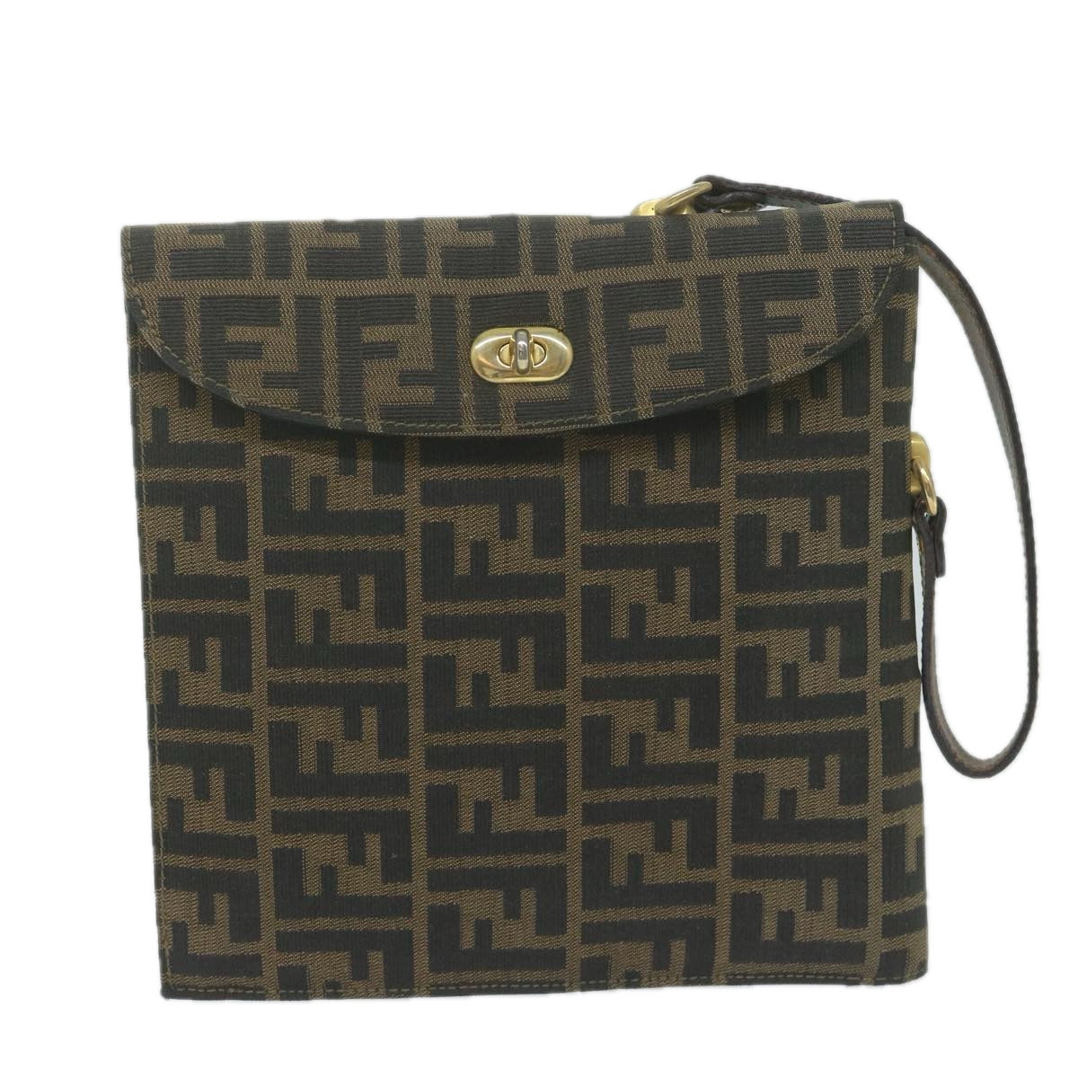 FENDI Zucca Canvas Hand Bag Black Brown64269