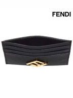 Fendi Logo Diamond Card Wallet Black