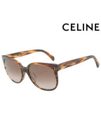 CELINE Eyewear Logo Round Acetate Sunglasses Havana