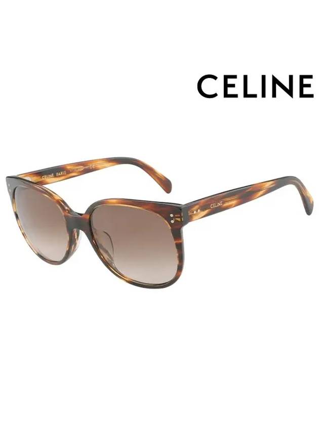 CELINE Eyewear Logo Round Acetate Sunglasses Havana