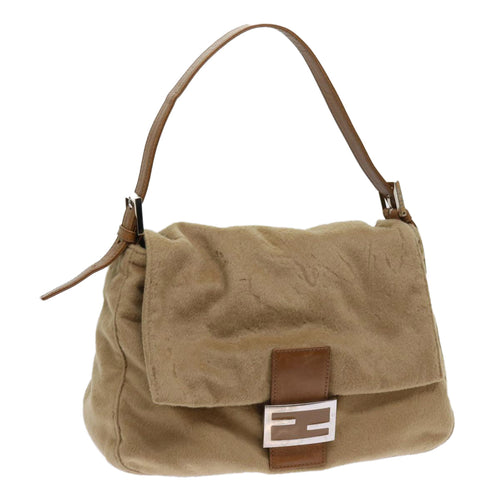 FENDI Mamma Baguette Shoulder Bag Wool Beige64454