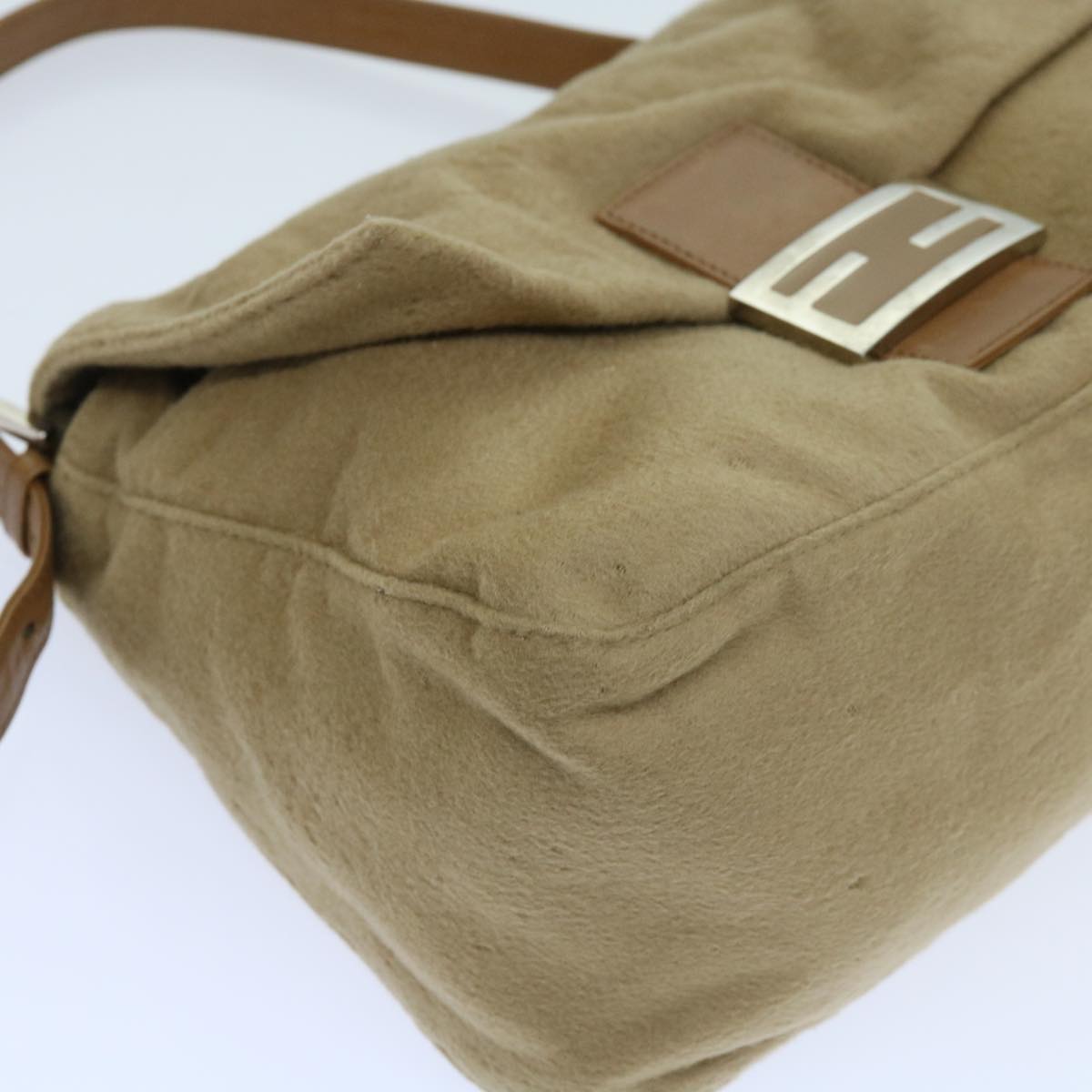 FENDI Mamma Baguette Shoulder Bag Wool Beige64454