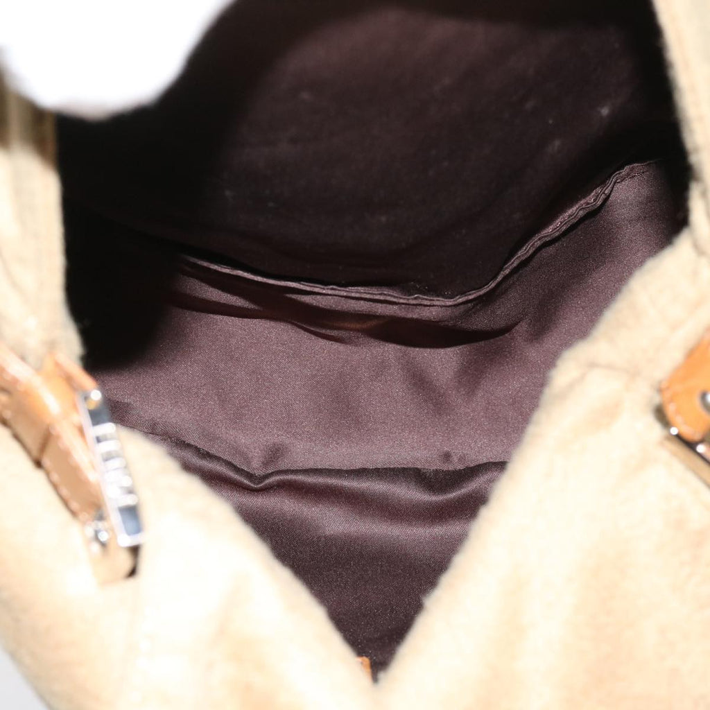 FENDI Mamma Baguette Shoulder Bag Wool Beige64454
