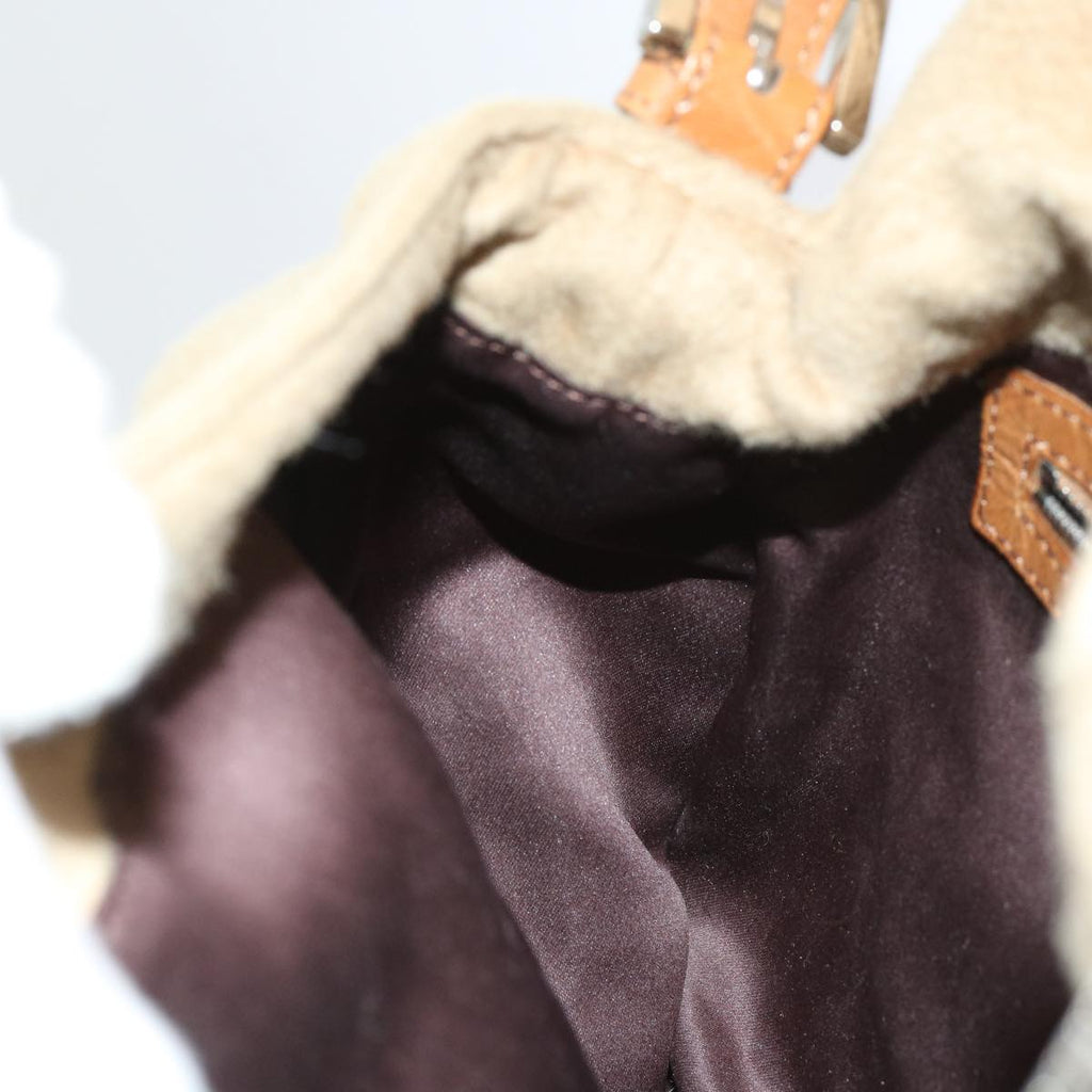 FENDI Mamma Baguette Shoulder Bag Wool Beige64454