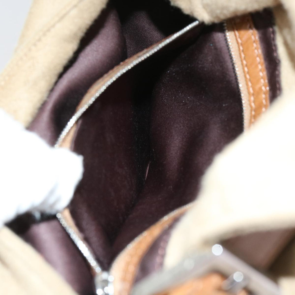 FENDI Mamma Baguette Shoulder Bag Wool Beige64454