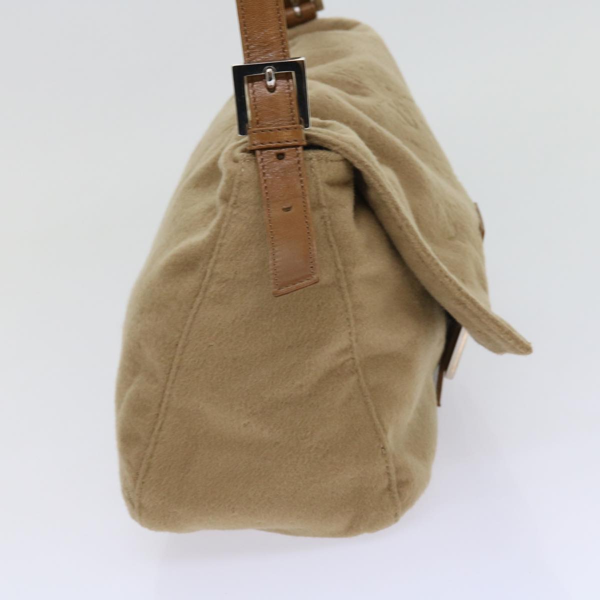 FENDI Mamma Baguette Shoulder Bag Wool Beige64454
