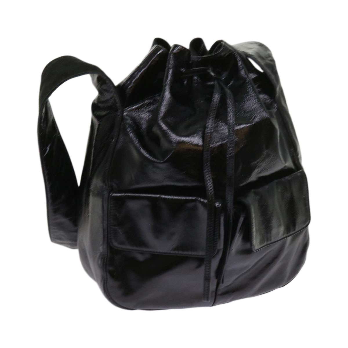PRADA Shoulder Bag Enamel Black  64474