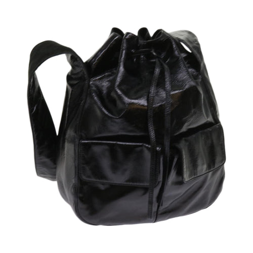 PRADA Shoulder Bag Enamel Black  64474