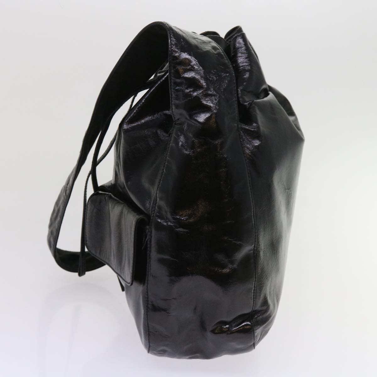 PRADA Shoulder Bag Enamel Black  64474