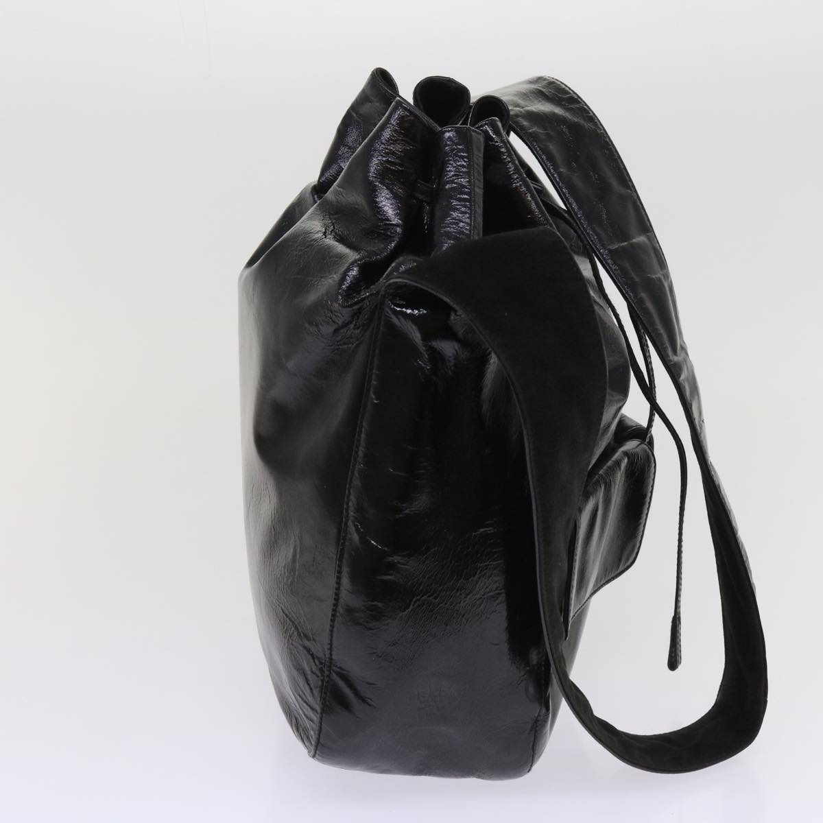 PRADA Shoulder Bag Enamel Black  64474