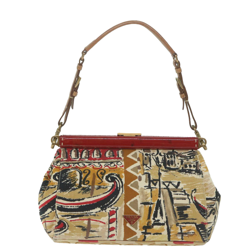 PRADA Shoulder Bag Canvas Beige  64559