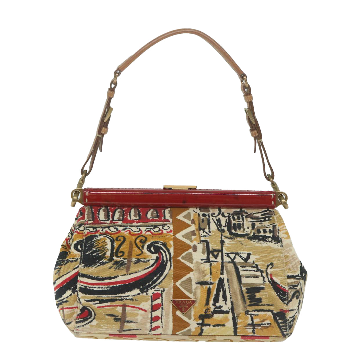 PRADA Shoulder Bag Canvas Beige  64559