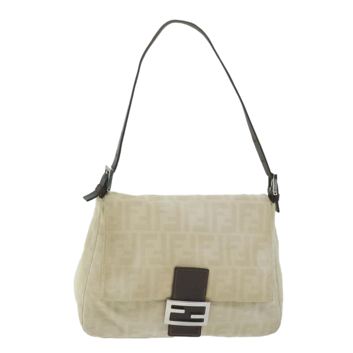 FENDI Zucca Canvas Mamma Baguette Shoulder Bag Beige64596