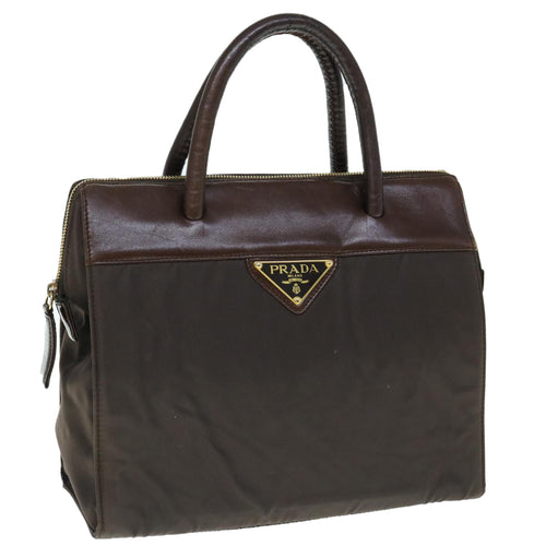 PRADA Hand Bag Nylon Leather Brown  64636