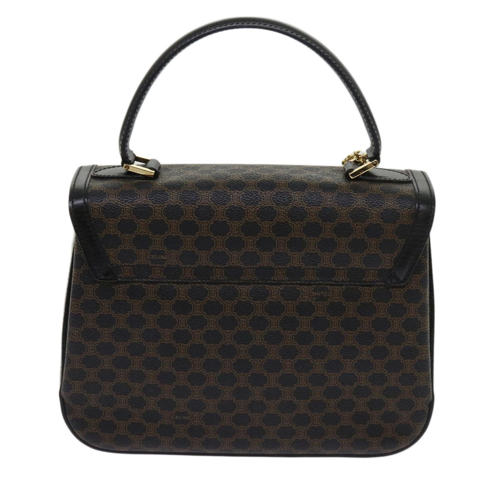 CELINE Macadam Canvas Hand Bag PVC Brown Black  64713A