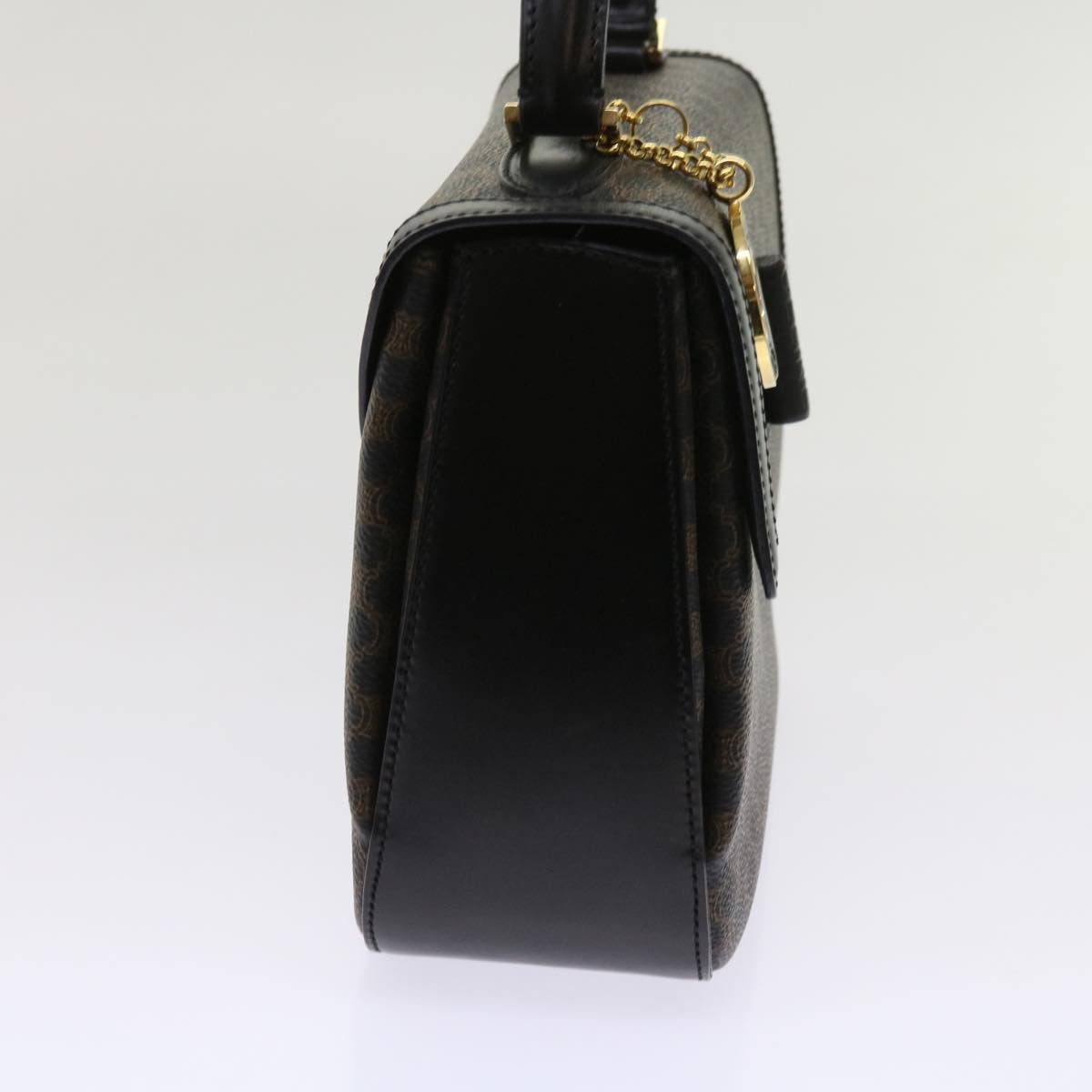 CELINE Macadam Canvas Hand Bag PVC Brown Black  64713A