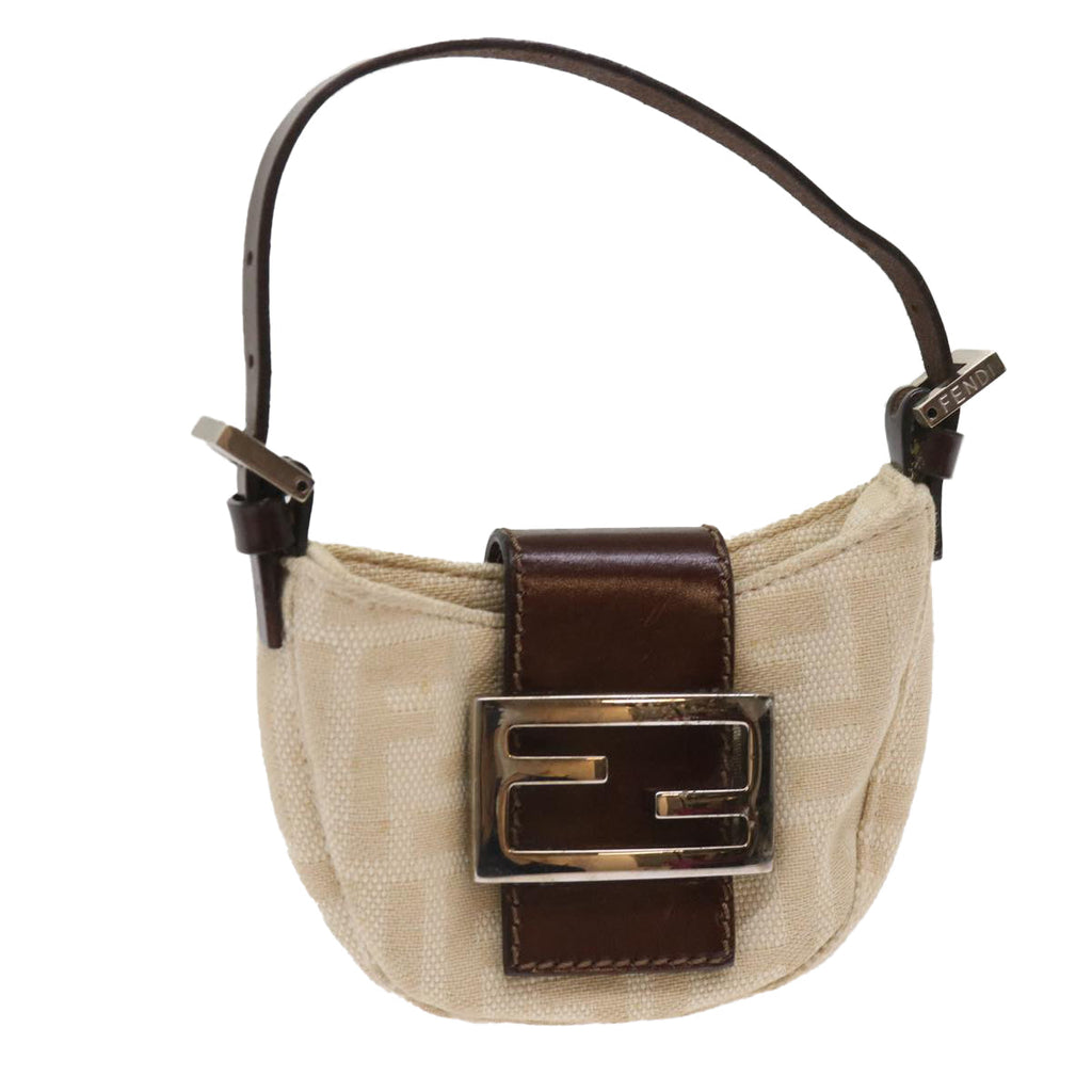 FENDI Zucca Canvas Mini Mamma Baguette Hand Bag Beige Brown64795