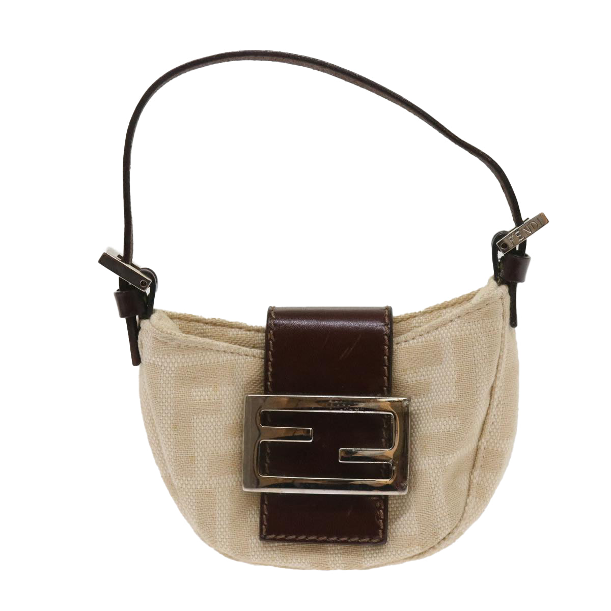 FENDI Zucca Canvas Mini Mamma Baguette Hand Bag Beige Brown64795