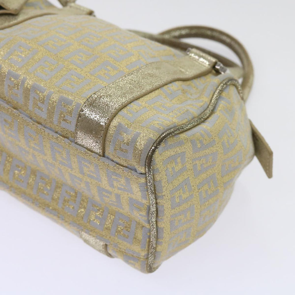 FENDI Zucchino Canvas Hand Bag Gold Silver64797