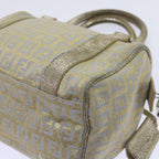 FENDI Zucchino Canvas Hand Bag Gold Silver64797