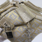 FENDI Zucchino Canvas Hand Bag Gold Silver64797