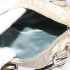 FENDI Zucchino Canvas Hand Bag Gold Silver64797